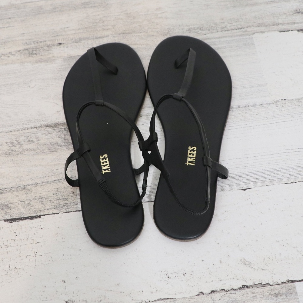TKEES Women's Mariana Thong Sandals, Black, 9 NEW